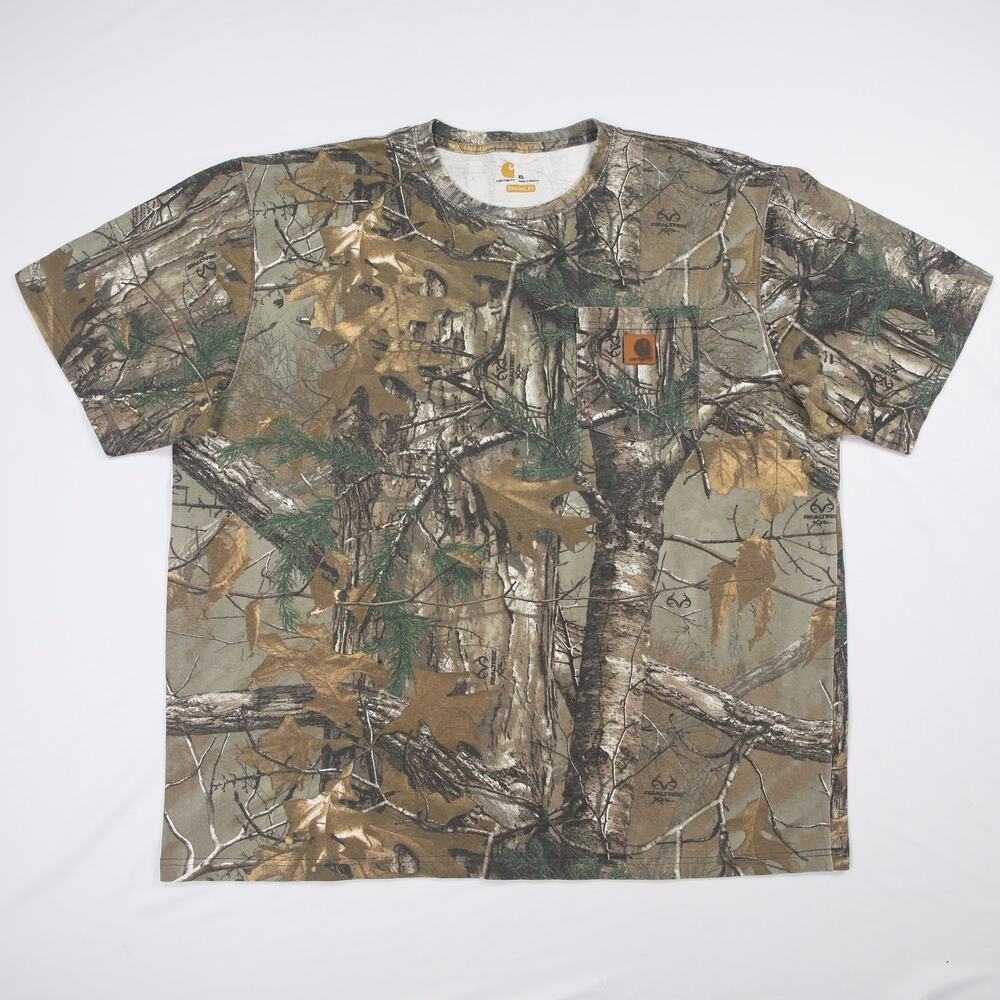 Vintage Carhartt K287 977 Realtree Camo Cotton Short Sleeve Pocket Shirt Size XL